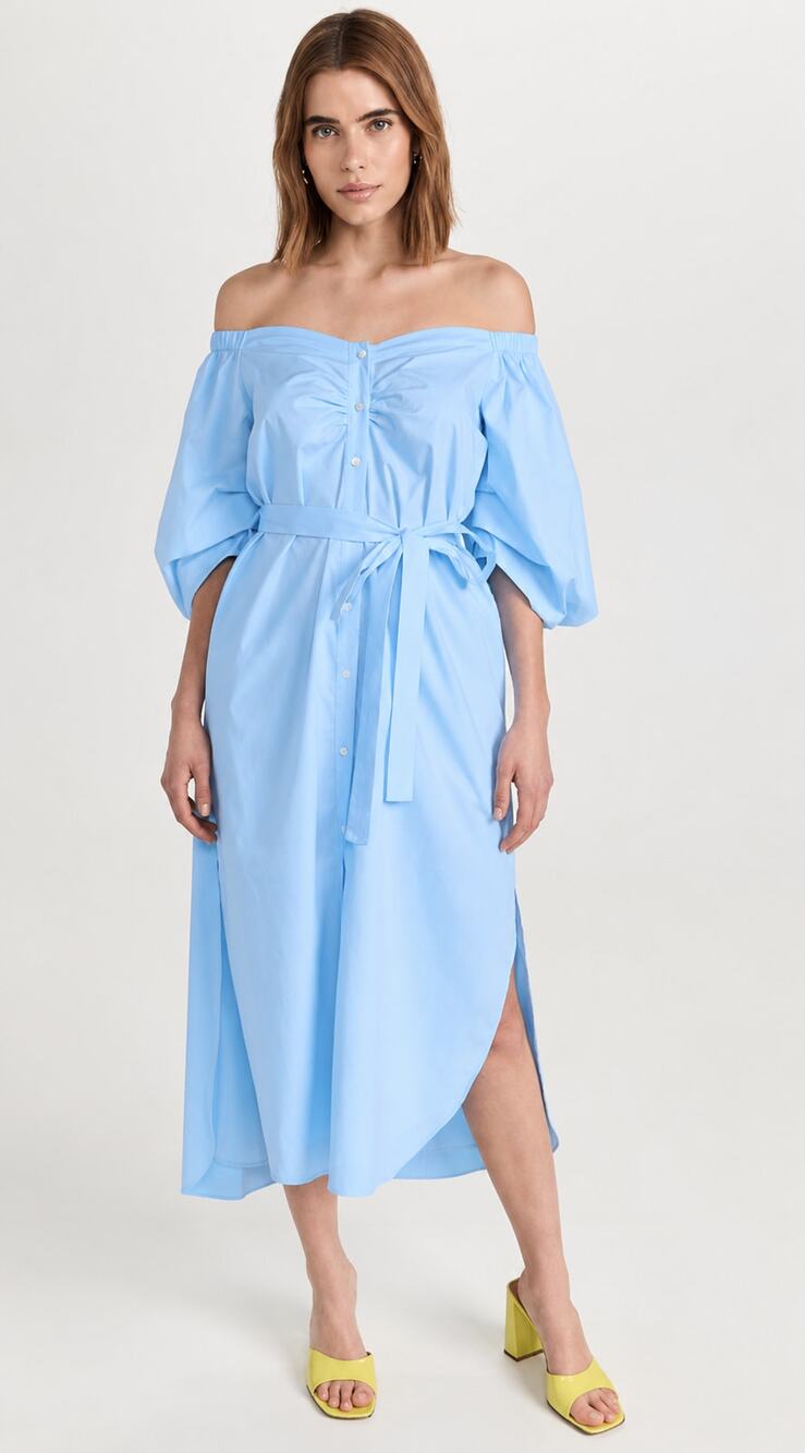 STAUD Reese Midi Dress in Sky Blue Size XS